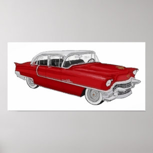 red 50´s Cadillac Poster