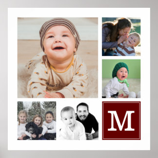 Red 5 Photo Collage Instagram Gallery Monogram Poster