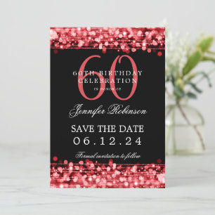 Red 60th Birthday Save the Date w/ Details Invitation