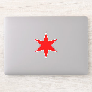 Red 6-pointed Chicago Flag Star Vinyl Sticker