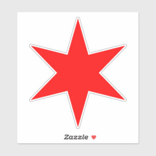 Red 6-pointed Chicago Flag Star Vinyl Sticker