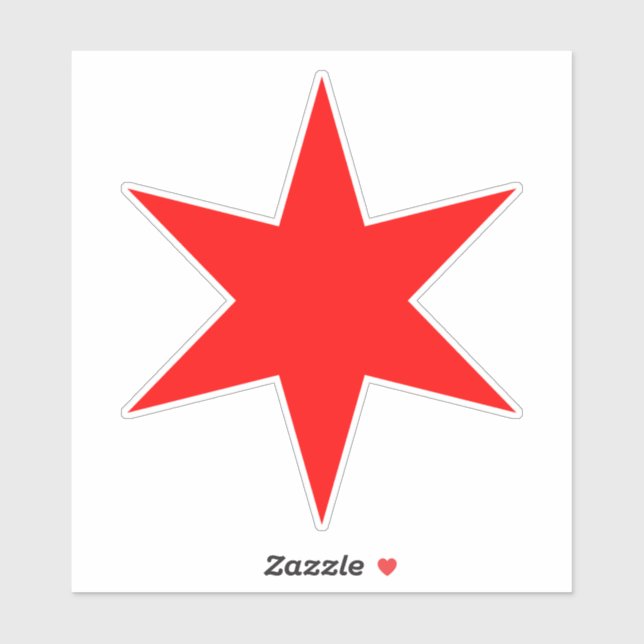 Red 6-pointed Chicago Flag Star Vinyl Sticker (Sheet)