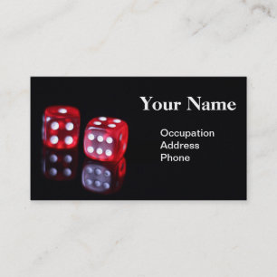 Red 6 sided poker dice business card