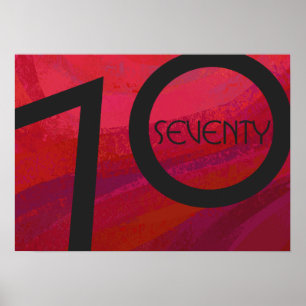 Red 70 Decade Birthday Poster