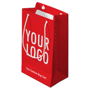 Red 8.5 inch Gift Bag Custom Business Logo Small