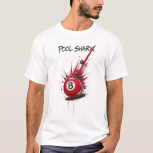 Red 8-Ball Pool Shark Raw Sketch Art Style T-Shirt