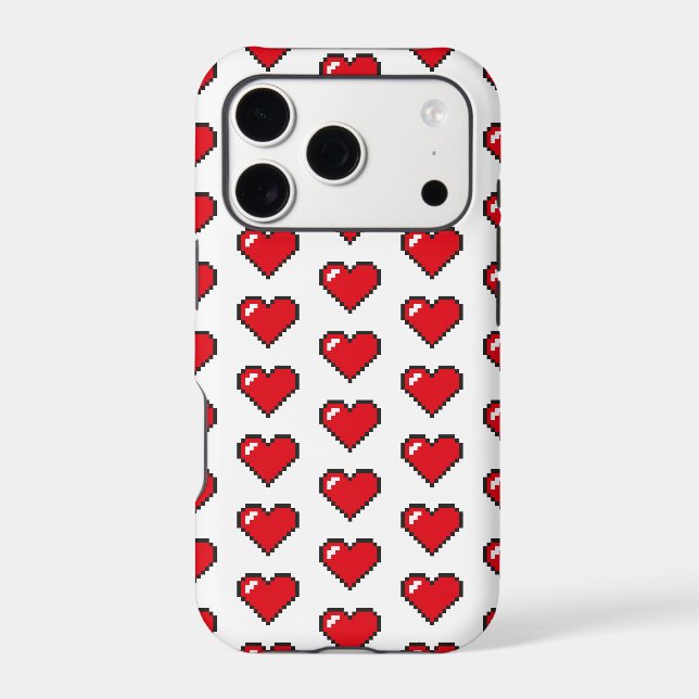 Red 8-Bit Pixel Heart Pattern (Back)