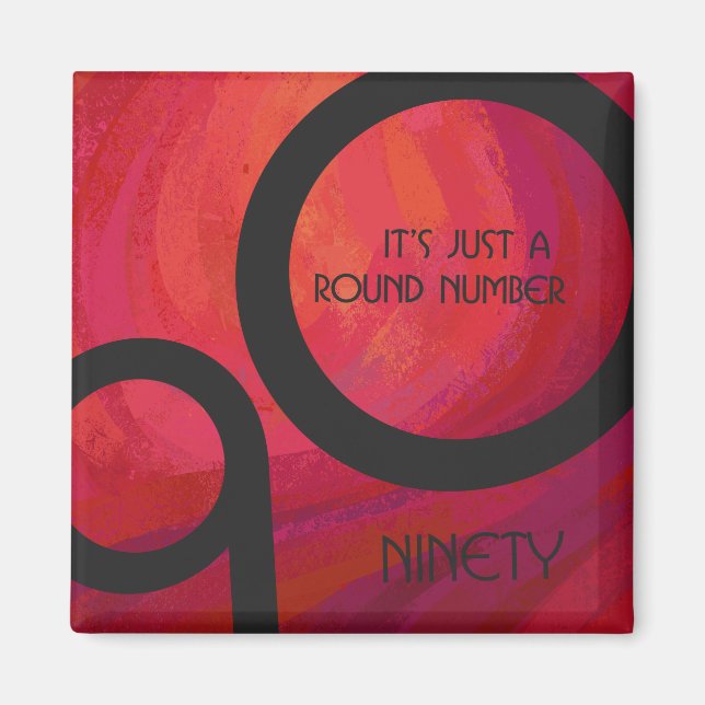 Red 90 Decade Birthday Magnet (Front)