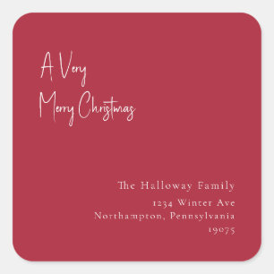 Red A Very Merry Christmas Square Envelope Seal