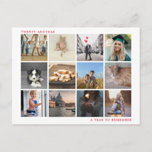 Red A Year To Remember Family Photo Christmas Holiday Postcard
