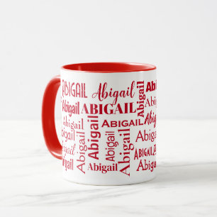 Red ABIGAIL Name On White Mug