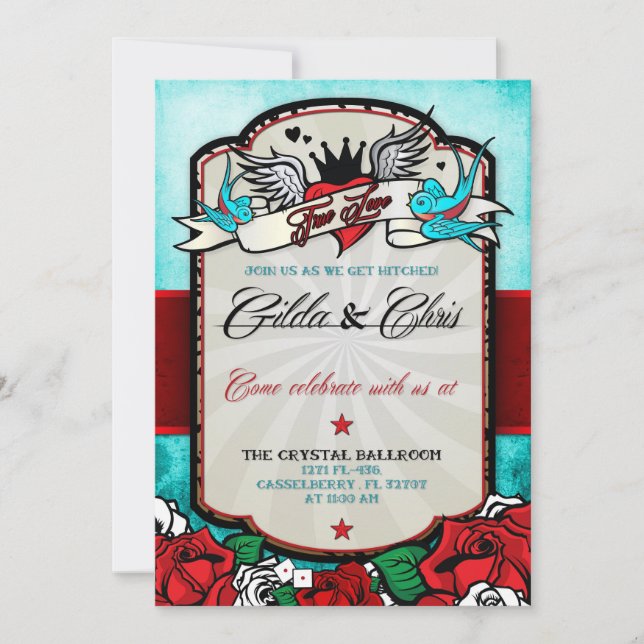 red abnd rockabilly invitation (Front)
