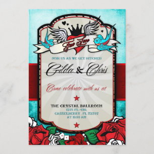 red abnd rockabilly invitation