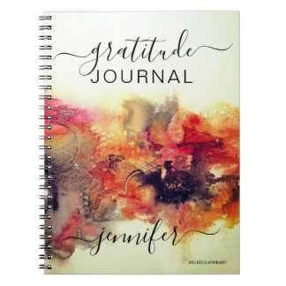 Red Abstract Art Gratitude Journal Monogram