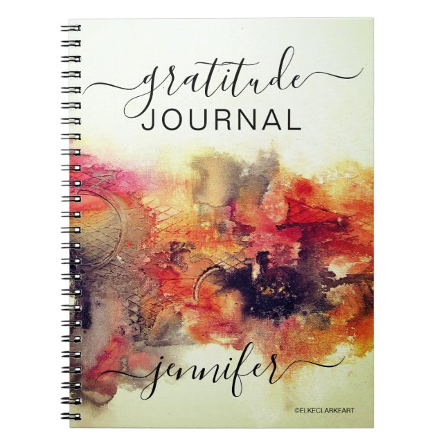 Red Abstract Art Gratitude Journal Monogram (Front)