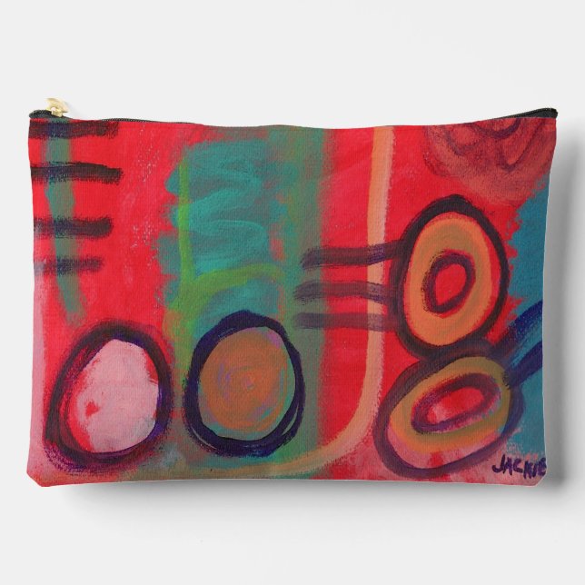 Red Abstract Art Makeup Bag (Front)