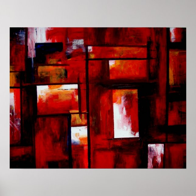 Red Abstract Art Original Creative Modern Poster (Front)