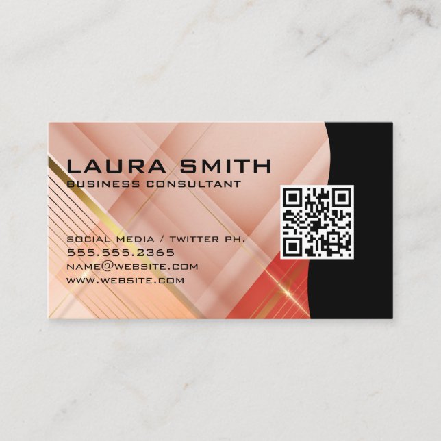 Red Abstract Background Shapes Business Card (Front)