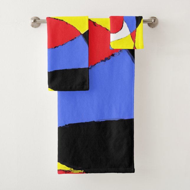 Red Abstract Bath Towel Set (Insitu)