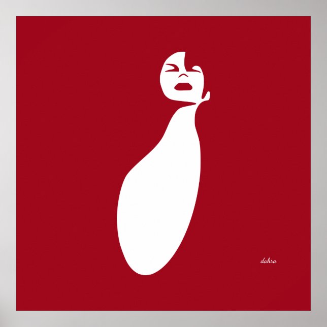 red abstract black Woman Looking Up Natural hair Poster (Front)