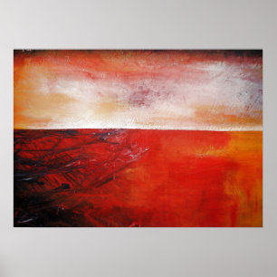 Red Abstract Canvas Painting Print Modern Creative