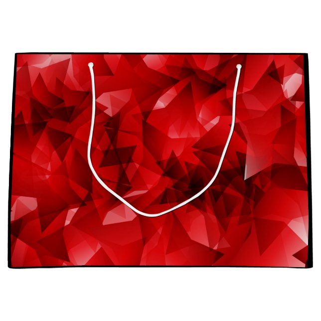 Red Abstract Crystal Birthday Custom Text Large Gift Bag (Front)