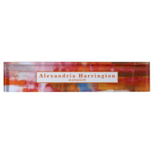 Red Abstract Custom Name Colourful Desk Accessorie Nameplate