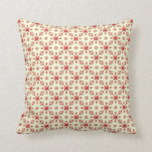 Red Abstract Damask on Creme Pillow
