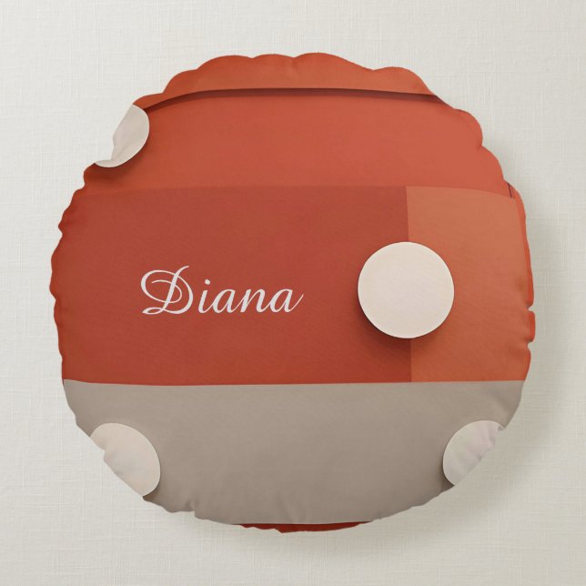 Red Abstract Design With Geometric Shapes Round Cushion (Front)