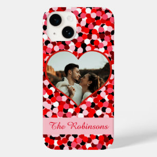 Red Abstract Dot Heart Frame Photo Case-Mate iPhone 14 Case