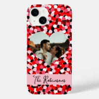 Red Abstract Dot Heart Frame Photo