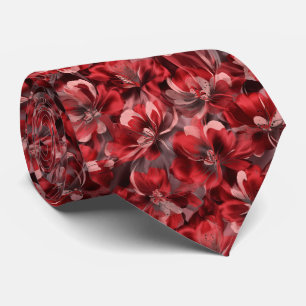 Red Abstract Floral Pattern Tie