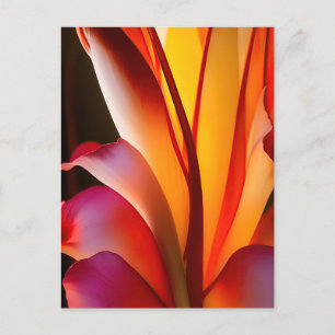 RED ABSTRACT FLORAL POSTCARD