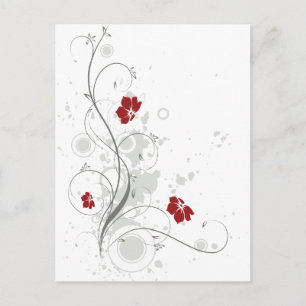 Red Abstract Floral Postcard