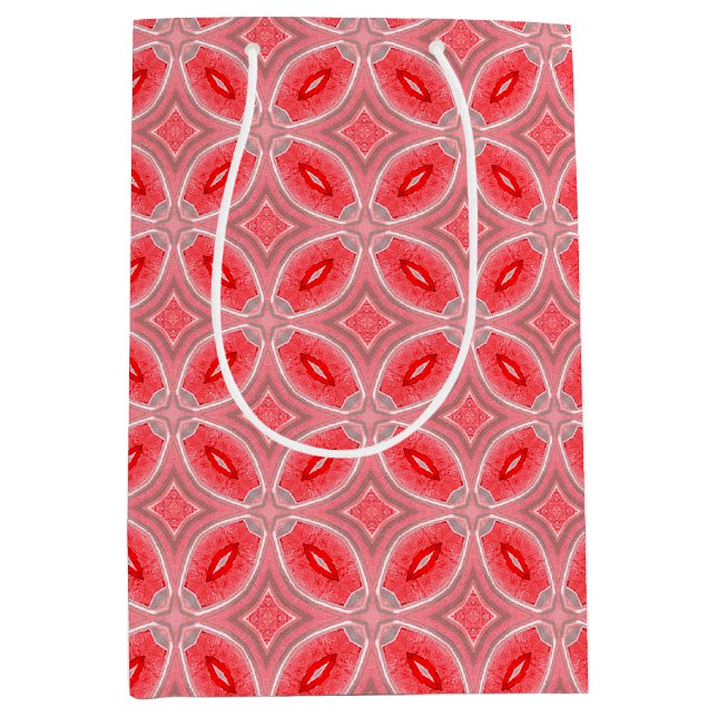 Red Abstract Flower Forms Pattern Medium Gift Bag (Front)