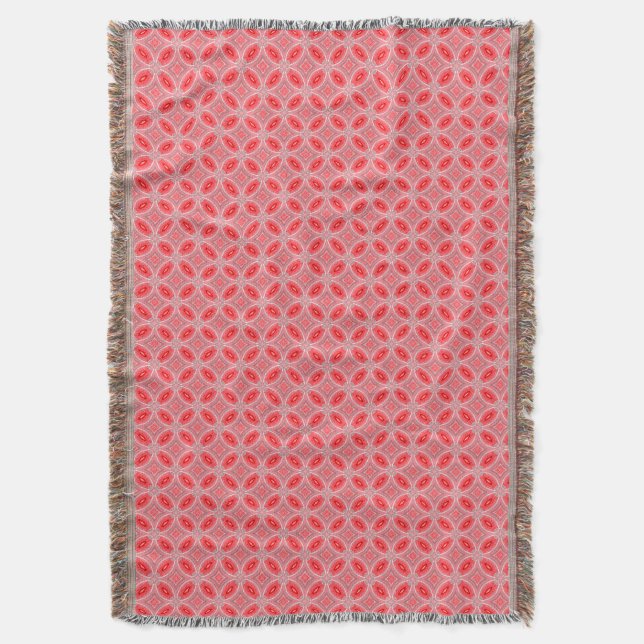 Red Abstract Flower Forms Pattern Throw Blanket (Front Vertical)