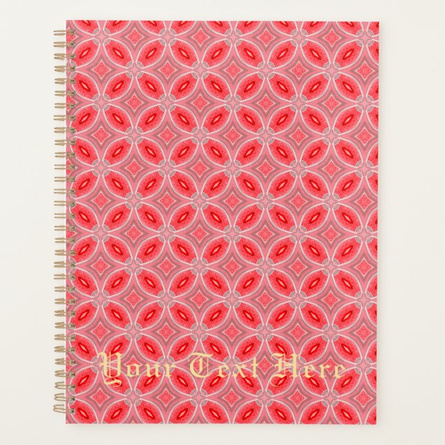 Red Abstract Flower Forms Planner (Front)