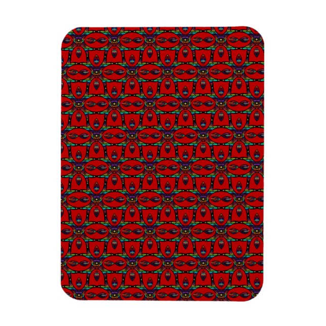 Red Abstract flowers floral art Pattern   Magnet (Vertical)