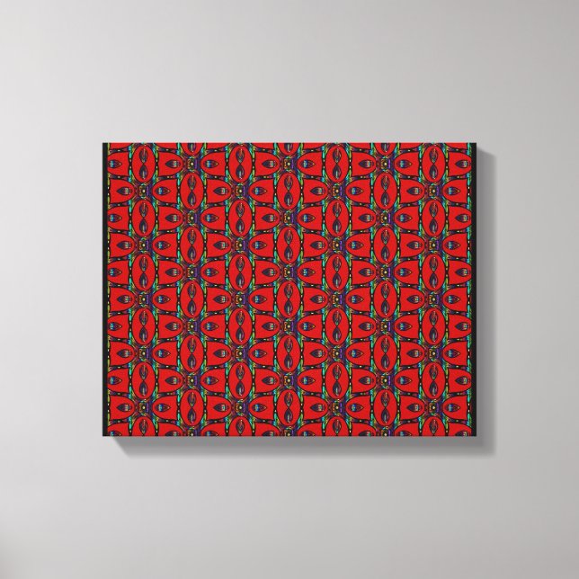 Red Abstract flowers floral Modern art  Canvas Print (Front)