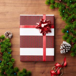 Red Abstract flowers floral modern art Pattern   Wrapping Paper