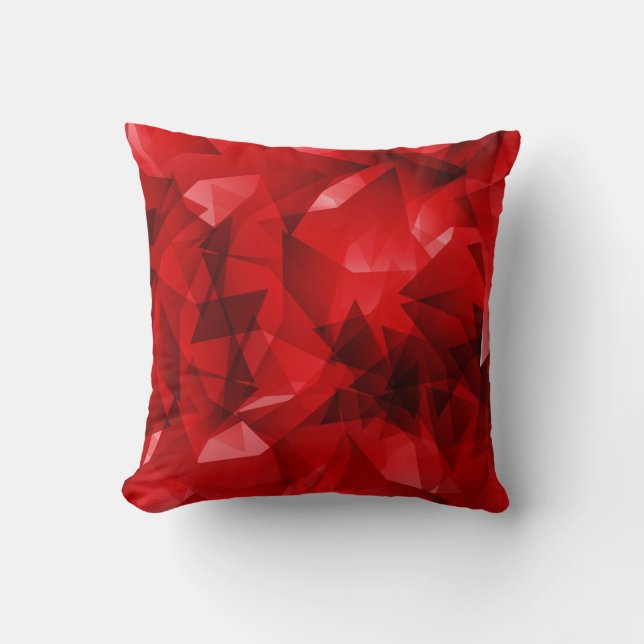 Red Abstract Geometric Crystal Background Cushion (Front)