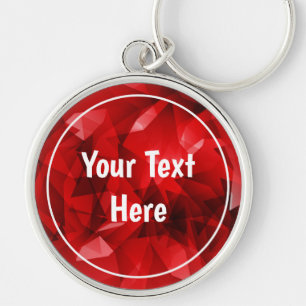 Red Abstract Geometric Crystal Background Key Ring