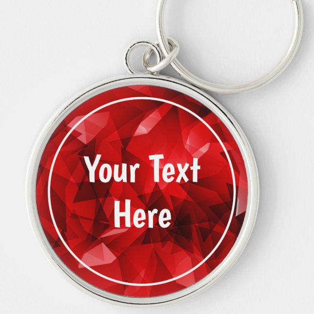 Red Abstract Geometric Crystal Background Key Ring (Front)