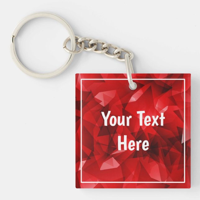 Red Abstract Geometric Crystal Background Key Ring (Front)