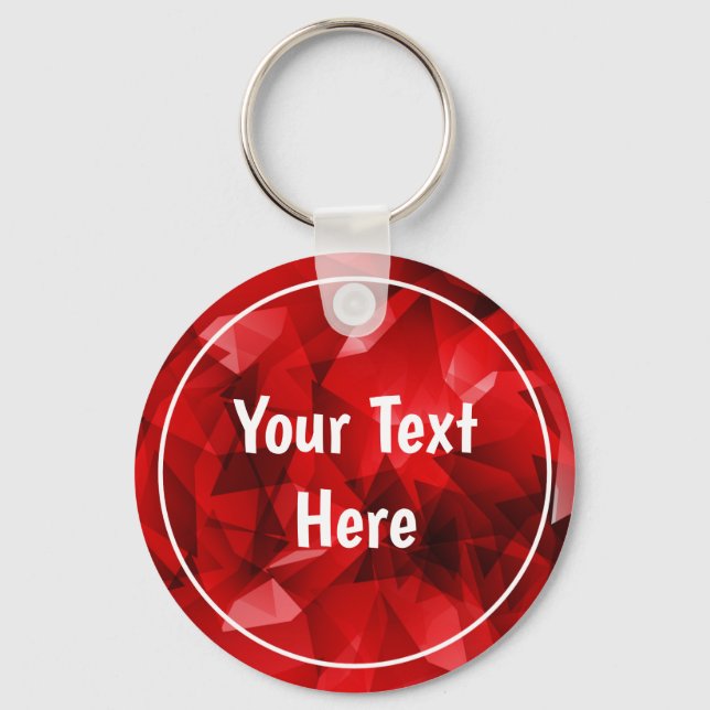 Red Abstract Geometric Crystal Background Key Ring (Front)