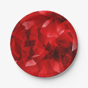Red Abstract Geometric Crystal Background Paper Plate