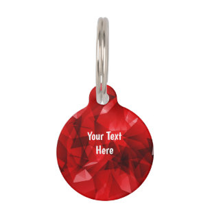 Red Abstract Geometric Crystal Background Pet Tag