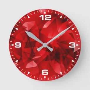 Red Abstract Geometric Design-51083 Round Clock
