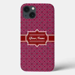 Red Abstract Geometric Pattern Personalised iPhone 13 Case