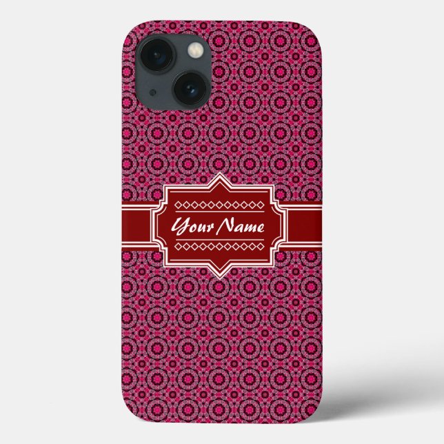 Red Abstract Geometric Pattern Personalised Case-Mate iPhone Case (Back)